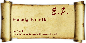 Ecsedy Patrik névjegykártya